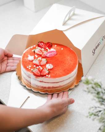 Hands holding a gelato cake